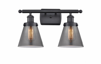 Cone 2 Light Bath Vanity 11 Inch Tall and 16 Inch Wide by Innovations - 916-2W-BK-G63