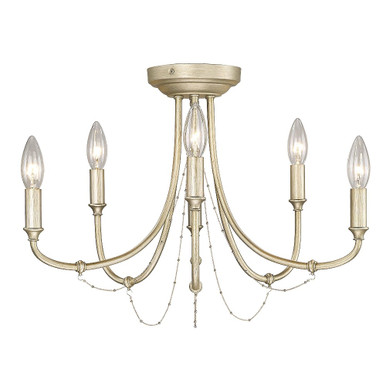 Kamila 6 Light 21 Inch Wide Semi Flush Mount by Golden - 8322-6SF WG