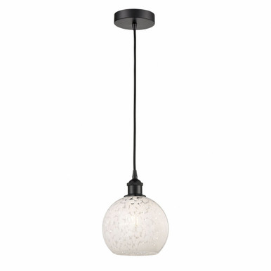 White Mouchette 1 Light Brass Cord Hung Small Pendant by Innovations - 616-1P-G1216-8