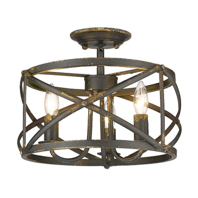 Alcott 3 Light 13.5 Inch Wide Semi Flush Mount by Golden - 0890-SF ABI