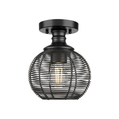 Calypso 1 Light Semi Flush Mount 8.88 Inch Tall X 7.63 Inch Wide by Golden - 6802-SF BLK
