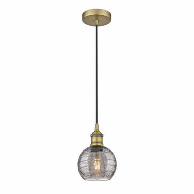 Athens Deco Swirl 1 Light Cord Down Mini Pendant 8.13 X 5.88 by Innovations - 616-1P-BB-G1213-6SM
