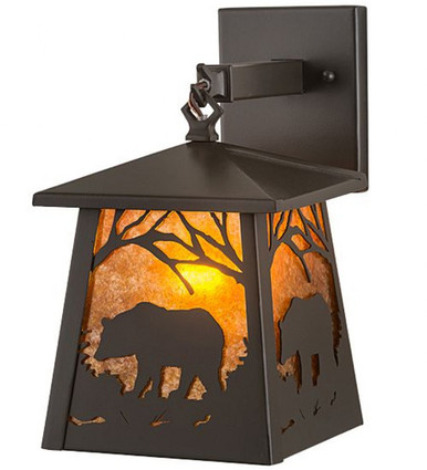 Black Bear 1 Light Hanging Wall Sconce 12 x 7.25 Inches by Meyda Tiffany - 129673