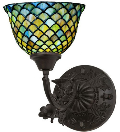 Tiffany FishsCALe 1 Light Wall Sconce 11 Inch Tall by Meyda Tiffany - 109518