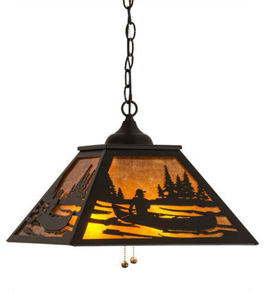 Canoe Tall Pines 2 Light Square Pendant 15.75 x 22 Inches by Meyda Tiffany - 143643