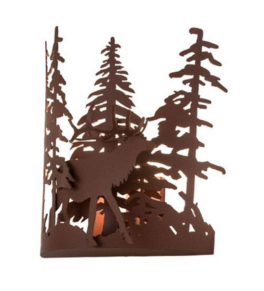 Elk through the Trees 1 Light Wall Sconce 13 x 11 Inches by Meyda Tiffany - 15307