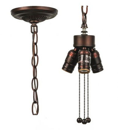Three Light Pullchain Cluster/48 Inch Wire Canopy by Meyda Tiffany - 10338