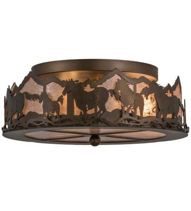 Running Horses 27W 3 LED Flush Mount 7 x 16 In by Meyda Tiffany - 164280