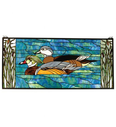 Wood Ducks 35 Inch Stained Glass Window by Meyda Tiffany - 77712