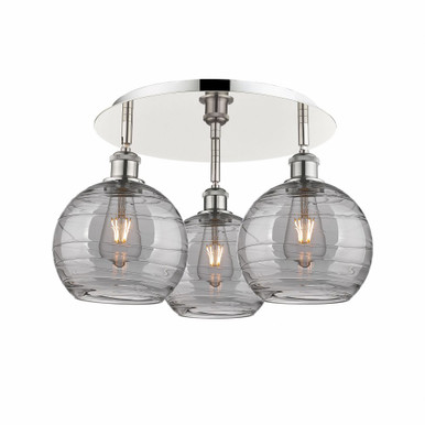 Athens Deco Swirl 3 Light 19.75 Inch Wide Flush Mount by Innovations - 516-3C-PN-G1213-8SM