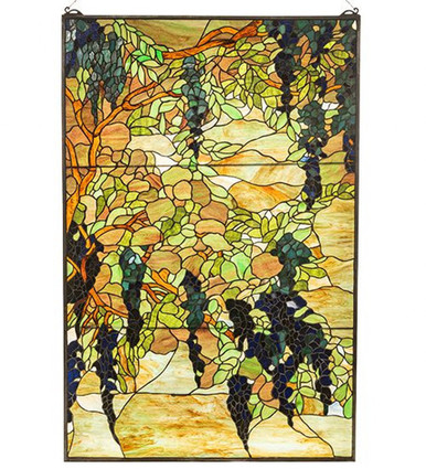 Tiffany Wisteria & Snowball 48 Inch Stained Glass Window by Meyda Tiffany - 51338