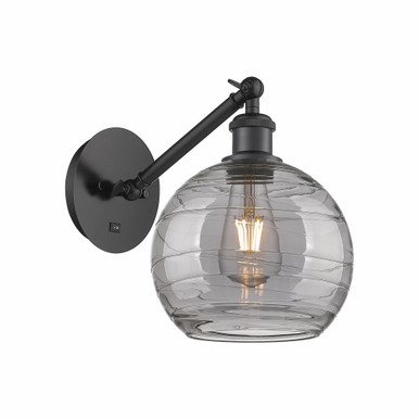 Athens 1 Light Industral Wall Sconce 12.38 Inch Tall by Innovations - 317-1W-BK-G1213-8SM