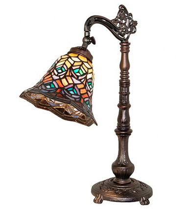 Tiffany Peacock Feather 1 Light Bridge Arm Table Lamp 20 x 8 In by Meyda - 244782