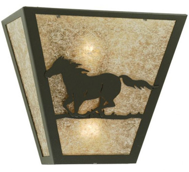 Running Horses 2 Light Left Wall Sconce 12 x 13 Inches by Meyda Tiffany - 112771