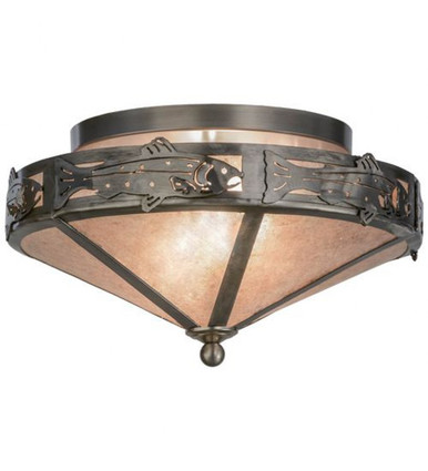 Rainbow Trout 2 Light Flush Mount 9 x 16 Inch by Meyda Tiffany 51225 - 51225