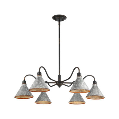 Jasper 6 Light Chandelier 9.63 Inch Tall and 37.88 Inch Wide by Golden - 0877-6 ABI-GV