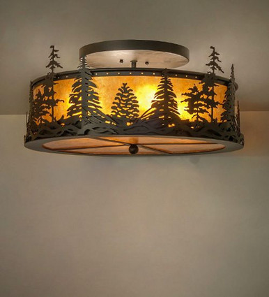 Tall Pines 4 Light Semi Flush Mount 10 x 22 Inches by Meyda Tiffany - 270091
