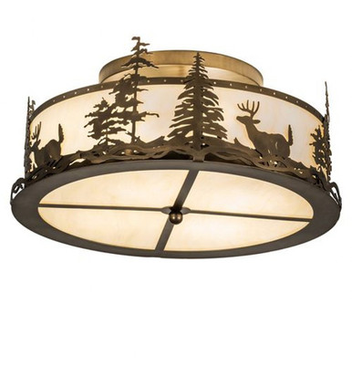 Deer at Dusk 4 Light Semi Flush Mount 10 x 24 Inches by Meyda Tiffany - 239334