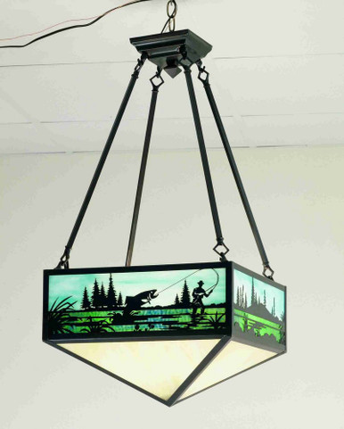 Fly Fishing Creek 3 Light Square Semi Flush Mount 31 x 23 Inch by Meyda - 38682