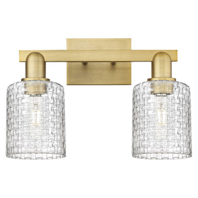 Cobbleskill 2 Light Basketweave Bath Vanity 16 Inch Wide by Innovations - 716-2W-BB-G112C-5CL