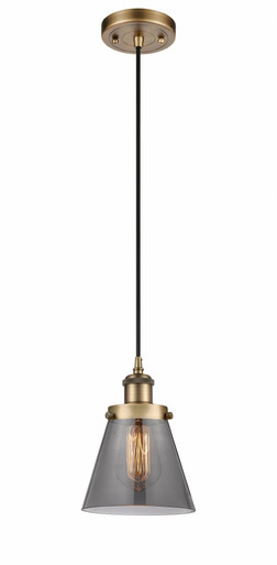Cone 1 Light Cord Hung Mini Pendant 9 Inch and 6 Inch Wide by Innovations - 916-1P-BB-G63