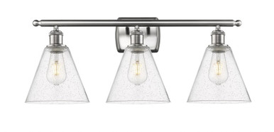 Berkshire Glass 3 Light Bath Vanity 11 Inch and 28 Inch Wide by Innovations - 516-3W-SN-GBC-84