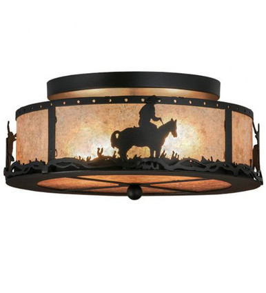 Cowboy & Steer 2 Light Flush Mount 8.5 x 16 In by Meyda Tiffany - 158522