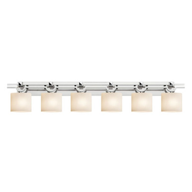 Fusion 6 Light Bath Vanity 10.25 Inch Tall X 59 Inch Wide by Justice Design - FSN-8506-30-OPAL-CROM