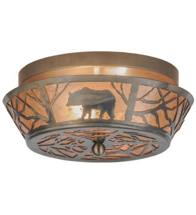 Bear on the Loose 2 Light Flush Mount 6 x 13 Inch by Meyda Tiffany - 13390