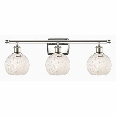 White Mouchette 3 Light Vanity Light 26 Inch Wide by Innovations - 516-3W-G1216-6