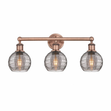 Athens Deco Swirl 3 Light Bath Vanity 10.38 InchX23.88 Inch by Innovations - 616-3W-AC-G1213-6SM