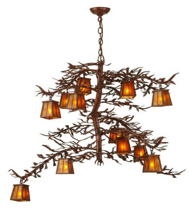 Pine Branch 12 Light Chandelier 38 x 48 Inches Wide by Meyda Tiffany - 147616