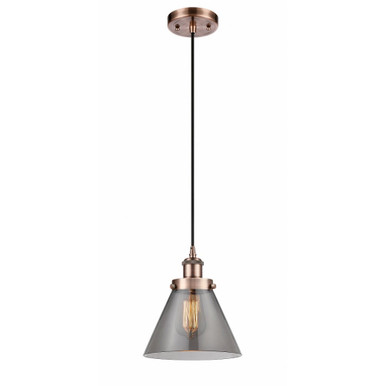 Cone 1 Light Cord Hung Mini Pendant 10 Inch and 8 Inch Wide by Innovations - 916-1P-AC-G43