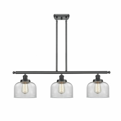 Bell 3 Light Stem hung Island 11 Inch Tall and 36 Inch Wide by Innovations - 916-3I-BK-G72
