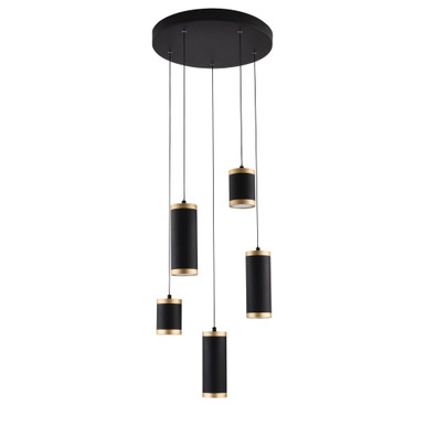 Cuff 40W 5 LED Light Medium Pendant by ET2 - E22945-BKGLD