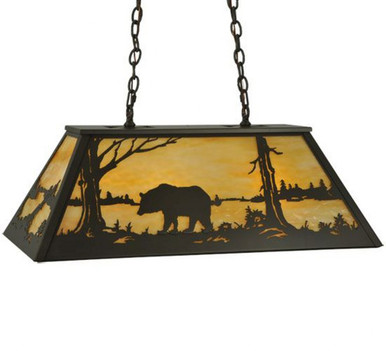 Bear at Lake 6 Light Oblong Pendant 19 x 17 Inches by Meyda Tiffany - 130626