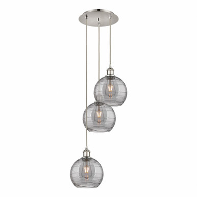 Athens Deco Swirl 3 Light Cord Hung Multi Pendant 30.38X14.5 by Innovations - 113B-3P-PN-G1213-8SM