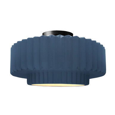 Radiance 1 Light Pleated Tier Semi Flush Mount 8 X 16.5 by Justice Design - CER-6375
