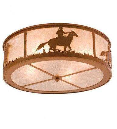 Cowboy & Steer 4 Light Flush Mount 9 x 22 In by Meyda Tiffany - 24460