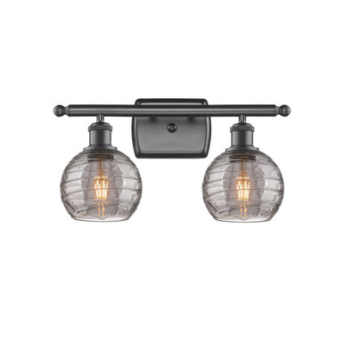 Athens Deco Swirl 2 Light Bath Vanity 9.13 X 15.88 Inch Wide by Innovations - 516-2W-OB-G1213-6SM