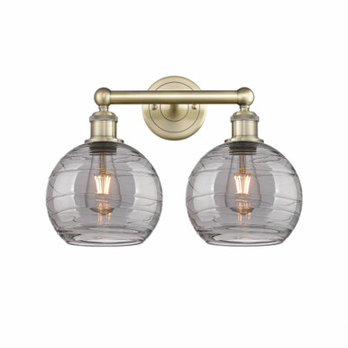 Athens Deco Swirl 2 Light Bath Vanity 12.13 X 17 Inch Wide by Innovations - 616-2W-AB-G1213-8SM