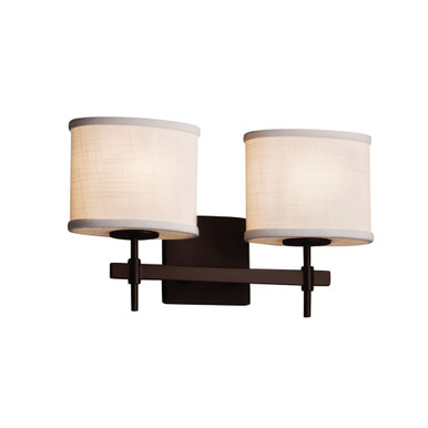 Textile Union 2 Light Oval Whte Vanity Light by Justice Design - FAB-8412-30-WHTE