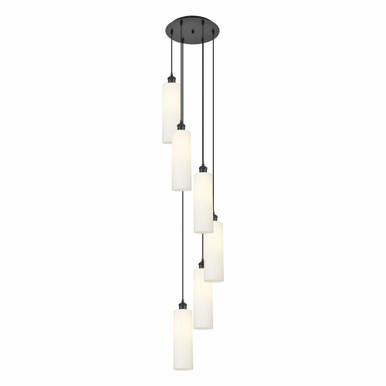 Crown Point 6 Light Cord Hung Pendant 61 Inch Tall by Innovations - 116B-6P-BK-G434-12WH