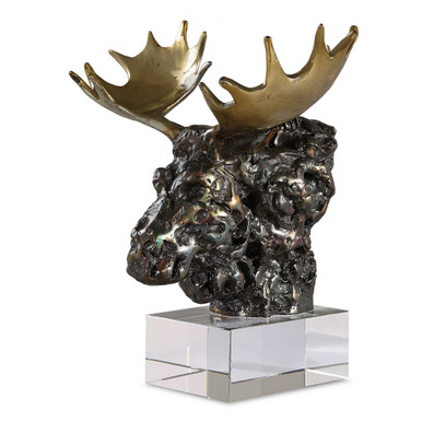Moose Bust Sculpture 9 Inches Tall and 12.25 Inches Wide by Uttermost - 18187