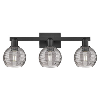 Athens Deco Swirl 3 Light Bath Vanity 26 Inch Wide by Innovations - 716-3W-BK-G1213-6SM