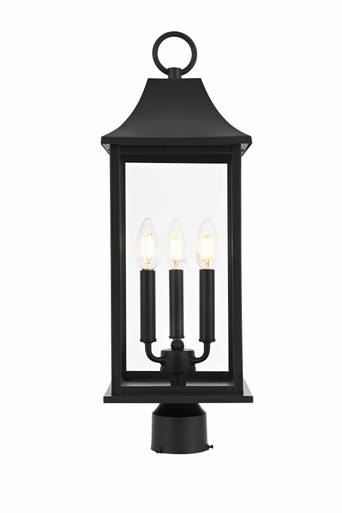 Shepard 3 Light Outdoor Post Mount 23.5 Inch Tall X 8 Inch Wide by Elegant - OD503P24BK