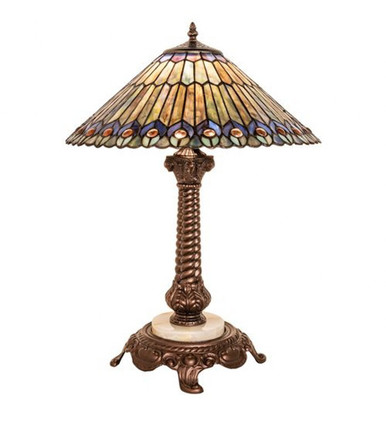 Tiffany Jeweled Peacock  1 Light Table Lamp 23 Inch H by Meyda Tiffany - 251928