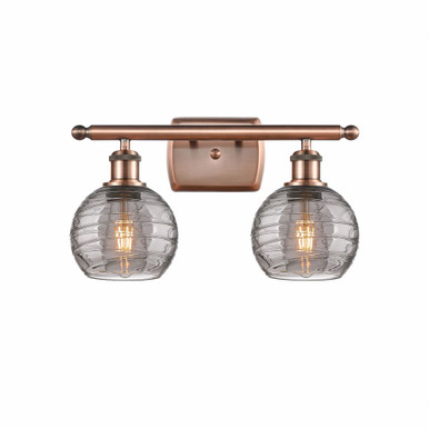 Athens Deco Swirl 2 Light Bath Vanity 9.13 X 15.88 Inch Wide by Innovations - 516-2W-AC-G1213-6SM