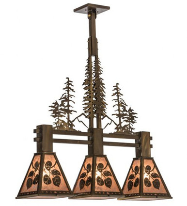 Aspen Leaf 3 Light Island Pendant 36 x 7.5 Inches by Meyda Tiffany - 151540
