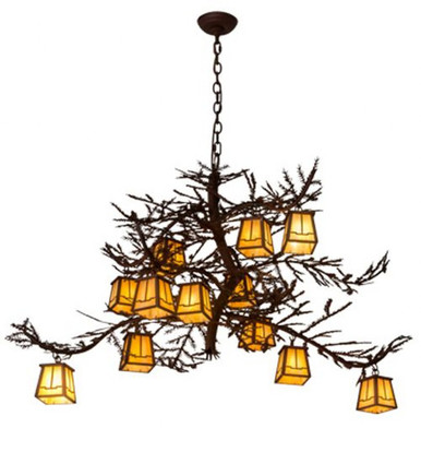 Pine Branch Valley View 12 Light Chandelier 40 x 40 Inch W by Meyda Tiffany - 185796